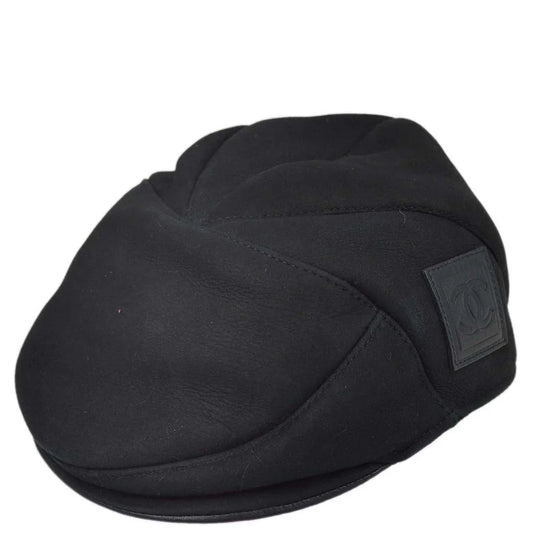 Chanel Sport Line Hunting Cap Hat Black #57 Small Good