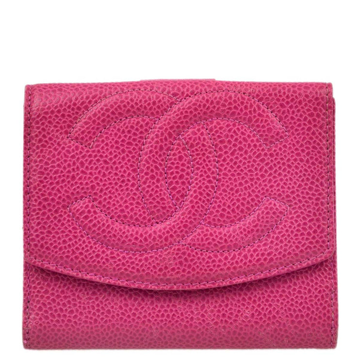 Chanel Pink Caviar Bifold Wallet Purse