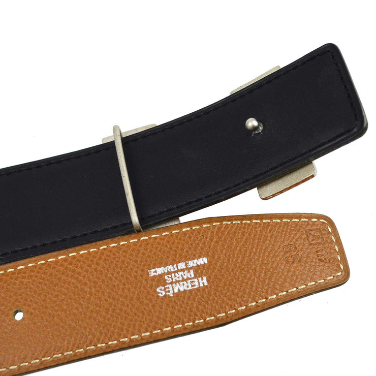 Hermes 1997 Brown Courchevel Constance Reversible Belt #65 Small Good