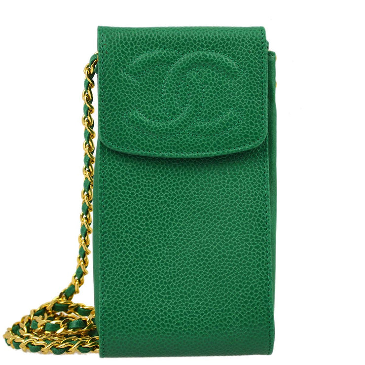 Chanel Green Caviar Phone Case