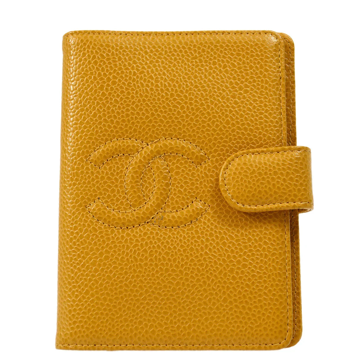 Chanel 2001-2003 Yellow Caviar Note Book Cover Small Good