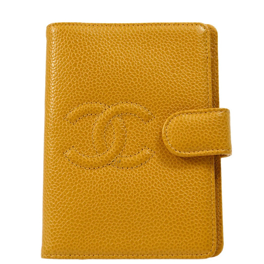 Chanel 2001-2003 Yellow Caviar Note Book Cover Small Good