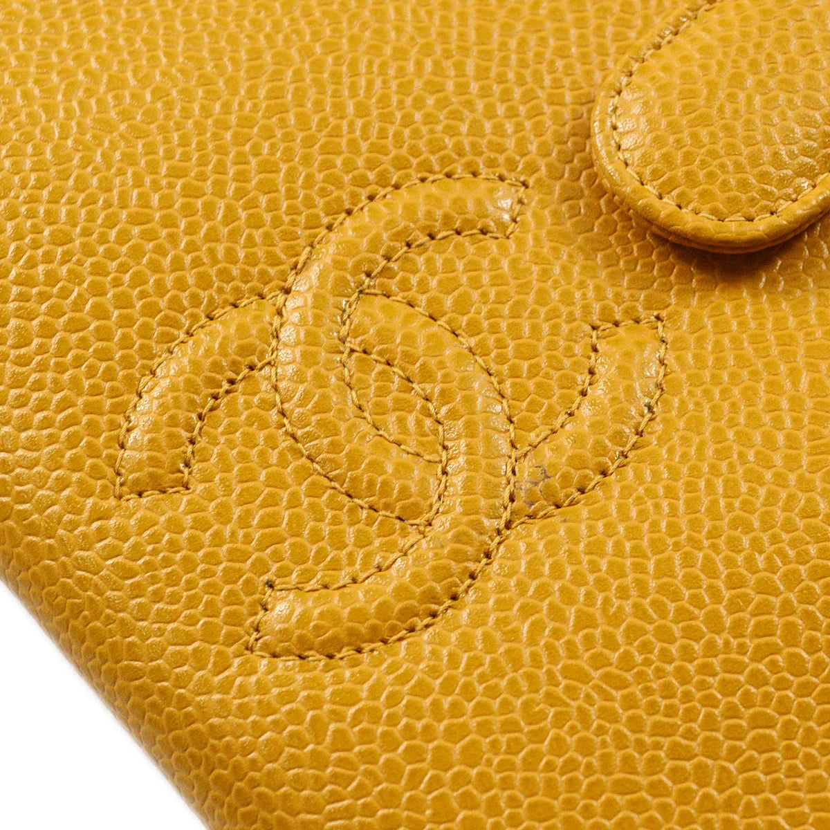 Chanel 2001-2003 Yellow Caviar Note Book Cover Small Good