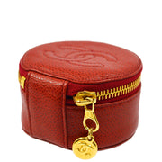 Chanel Red Caviar Jewelry Case Pouch Bag