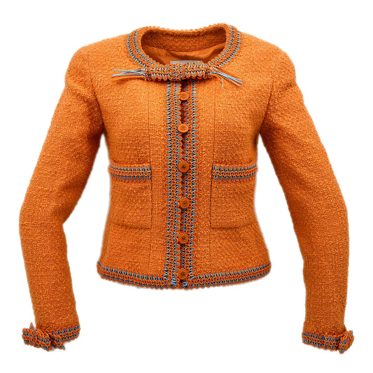Chanel Collarless Jacket Orange 94P #38