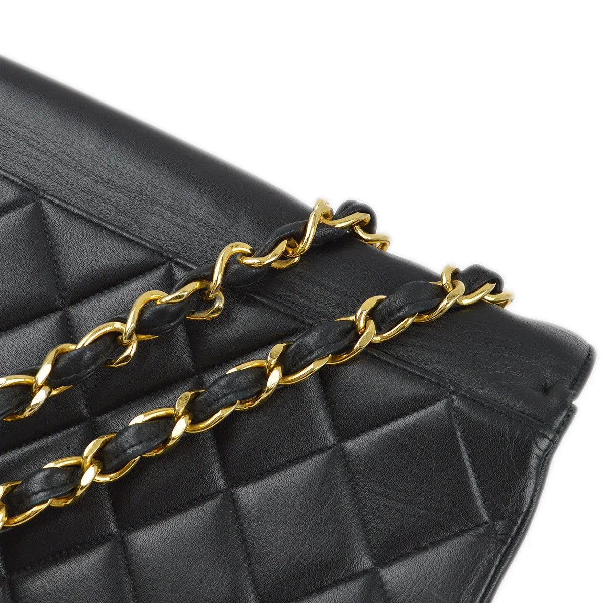 Chanel Black Lambskin Straight Flap Shoulder Bag
