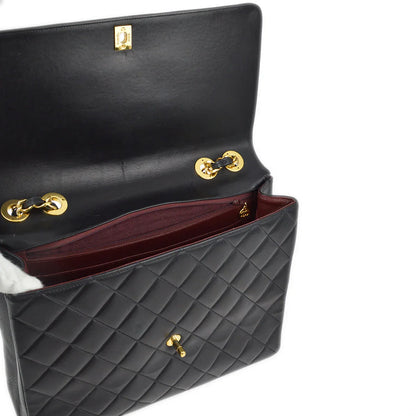 Chanel Black Lambskin Straight Flap Shoulder Bag