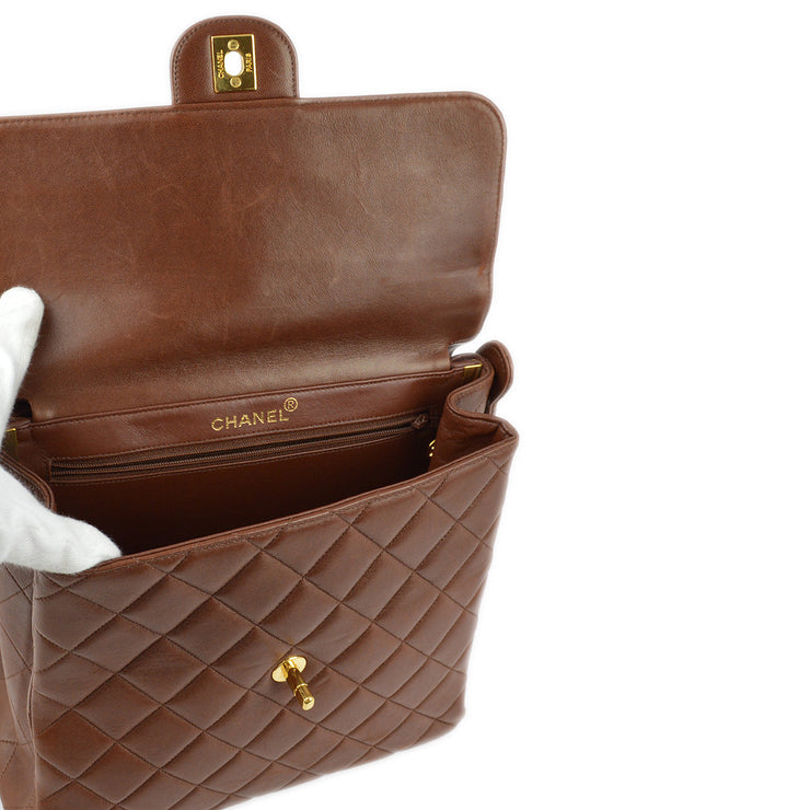Chanel Brown Lambskin Double Sided Classic Flap Handbag