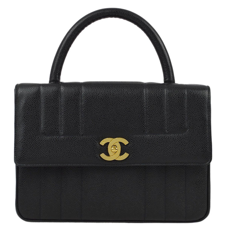 Chanel Black Caviar Mademoiselle Straight Flap Handbag