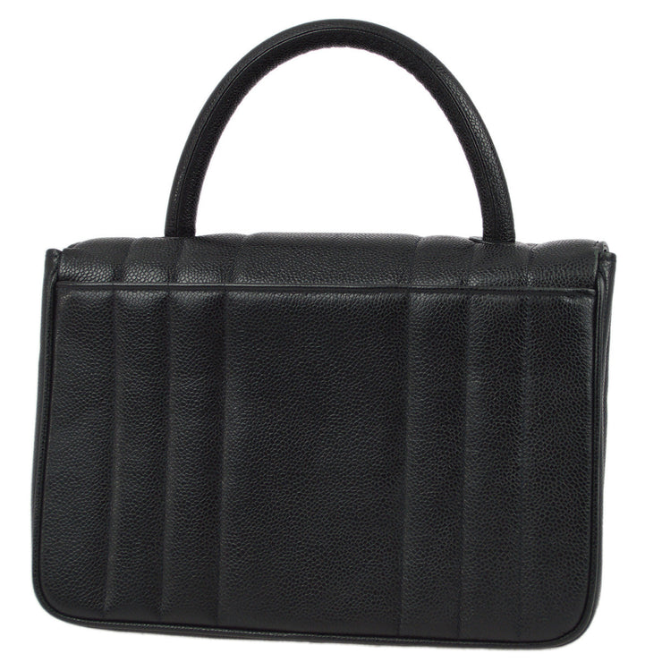 Chanel Black Caviar Mademoiselle Straight Flap Handbag