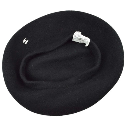 Chanel Oversize Black Hat Beret 98P #57 Small Good