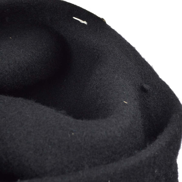 Chanel Black Hat Beret 98P #57 Small Good