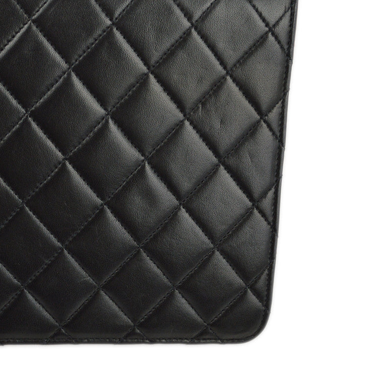 Chanel Black Lambskin Pushlock Small Half Flap Shoulder Bag