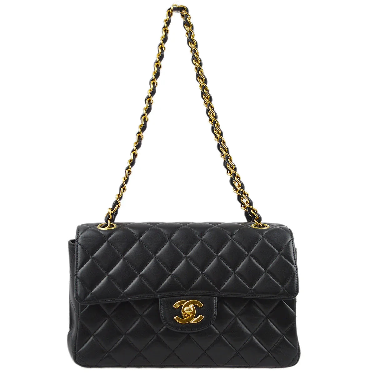 Chanel 1994-1996 Black Lambskin Double Sided Classic Flap Shoulder Bag