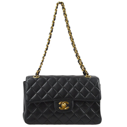Chanel 1994-1996 Black Lambskin Double Sided Classic Flap Shoulder Bag