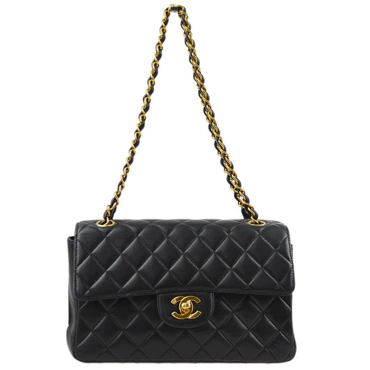 Chanel 1994-1996 Black Lambskin Double Sided Classic Flap Shoulder Bag