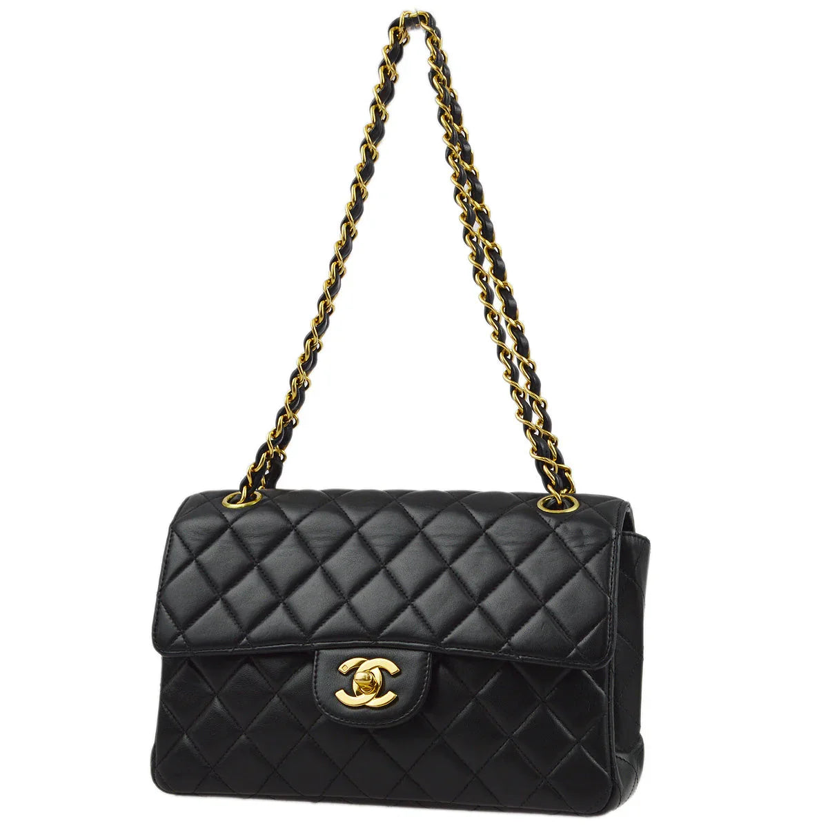 Chanel 1994-1996 Black Lambskin Double Sided Classic Flap Shoulder Bag