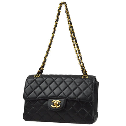 Chanel 1994-1996 Black Lambskin Double Sided Classic Flap Shoulder Bag