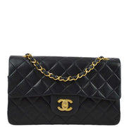 Chanel Black Lambskin Small Classic Double Flap Shoulder Bag