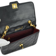 Chanel Black Lambskin Border Flap Shoulder Bag Mini