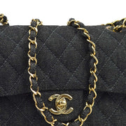 Chanel * Black Denim Small Classic Double Flap Shoulder Bag