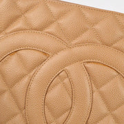 Chanel Beige Caviar Medallion Tote Handbag