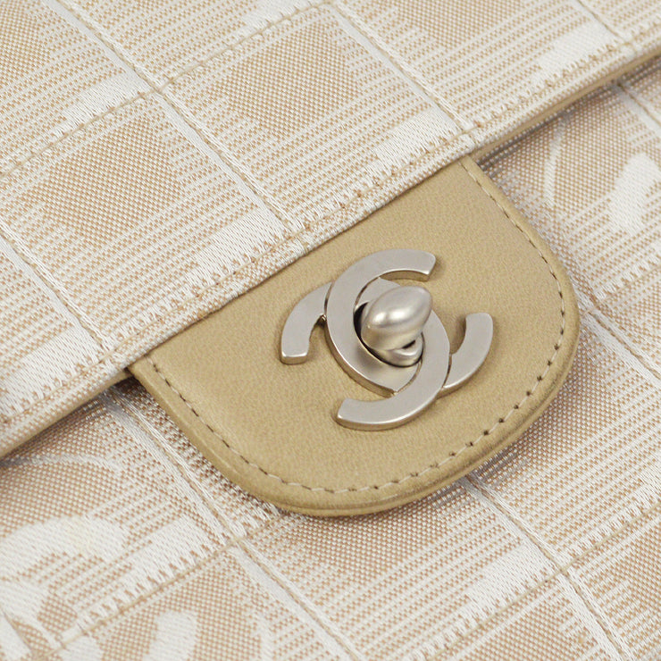 Chanel Beige Jacquard Nylon East West Travel Line Shoulder Bag