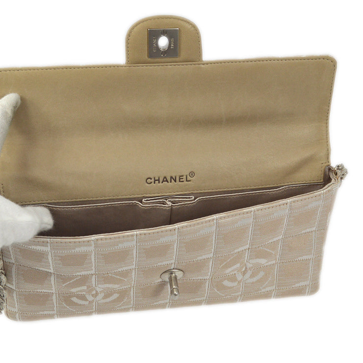 Chanel Beige Jacquard Nylon East West Travel Line Shoulder Bag