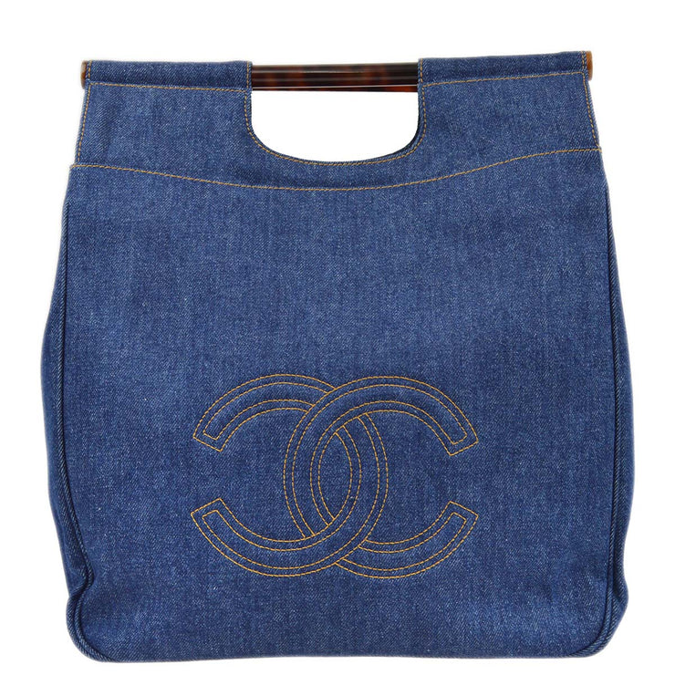 Chanel * Indigo Denim Acrylic Handle Handbag