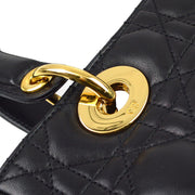 Christian Dior 1997 Black Lambskin Lady Dior Cannage 2way Shoulder Handbag