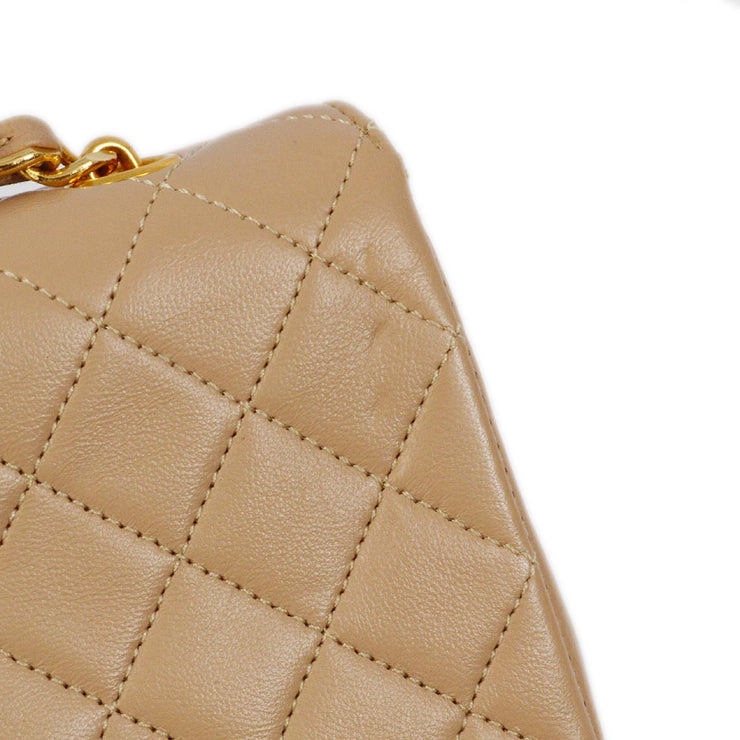 Chanel Beige Lambskin Mini Straight Flap Shoulder Bag
