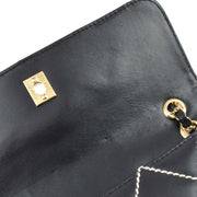 Chanel Black Calfskin Wild Stitch Straight Flap Shoulder Bag