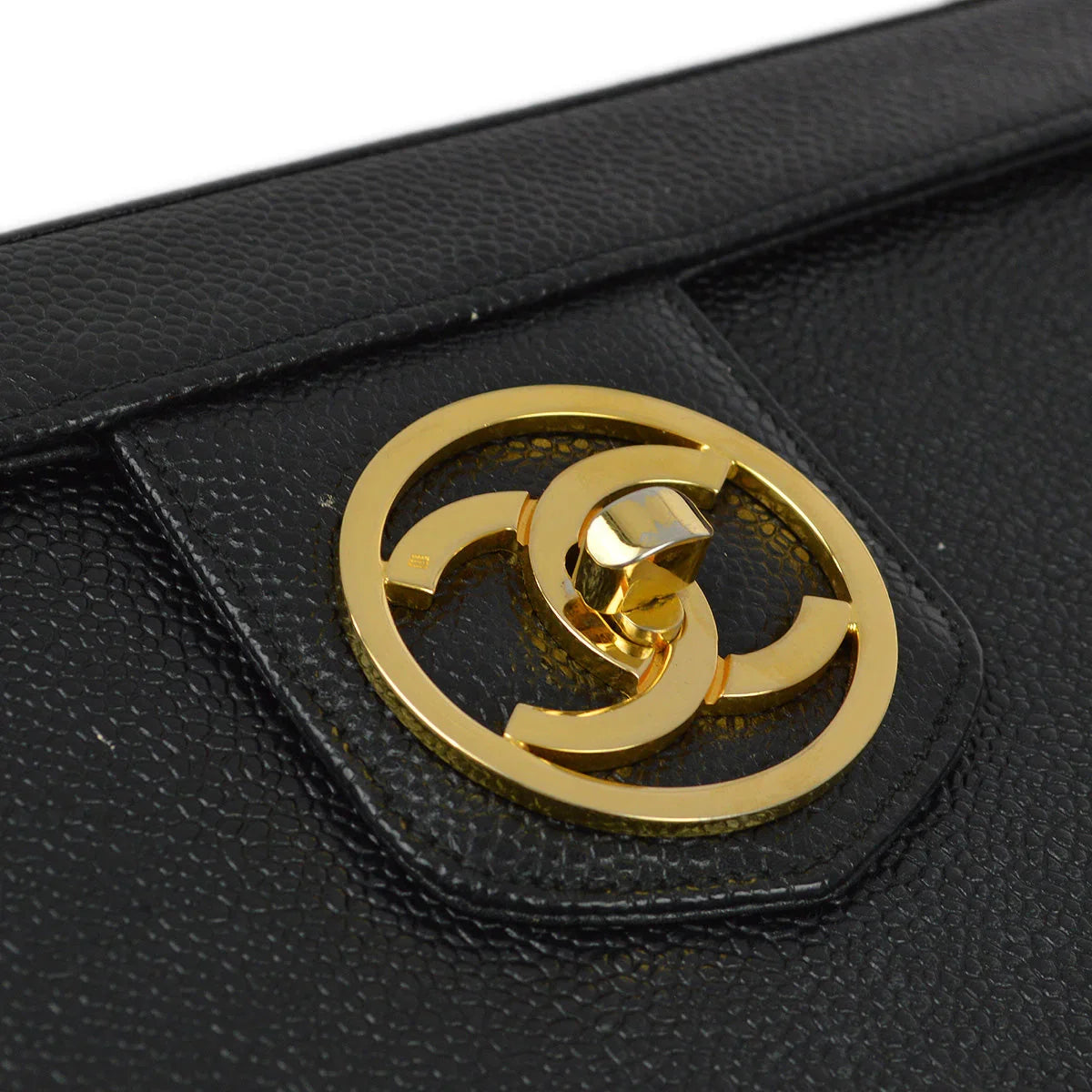 Chanel 1994-1996 Black Caviar Vanity 2way Shoulder Handbag