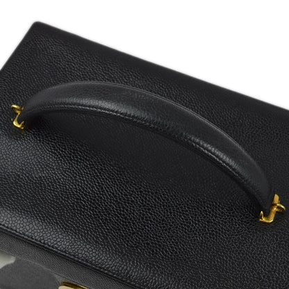 Chanel 1994-1996 Black Caviar Vanity 2way Shoulder Handbag