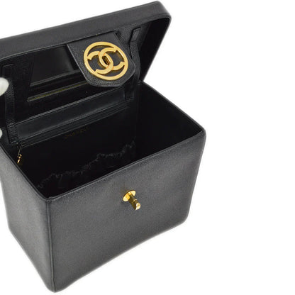 Chanel 1994-1996 Black Caviar Vanity 2way Shoulder Handbag