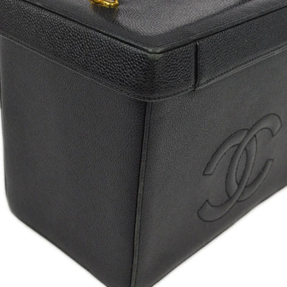 Chanel 1994-1996 Black Caviar Vanity 2way Shoulder Handbag