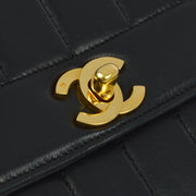 Chanel Black Lambskin Mademoiselle Straight Flap Shoulder Bag