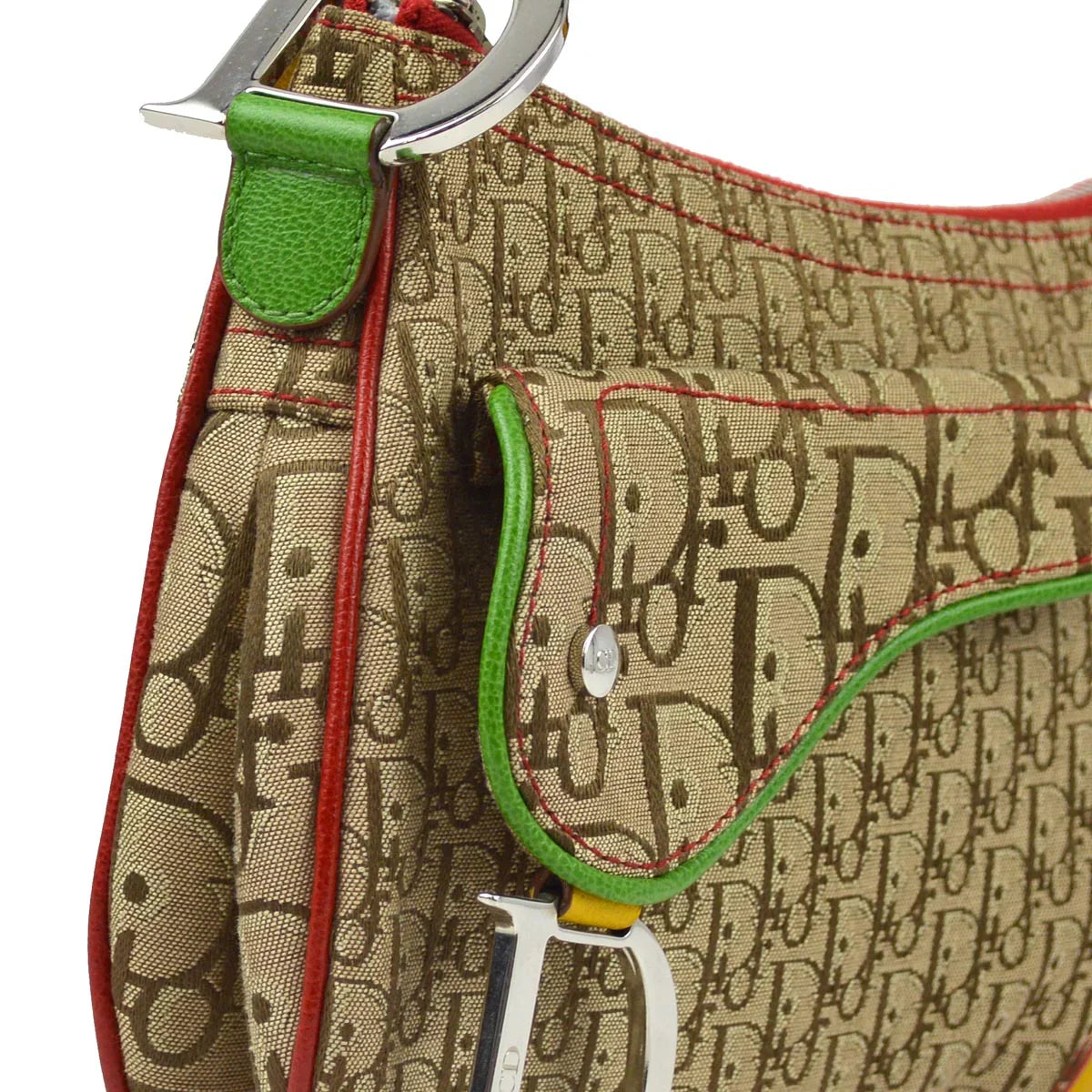 Christian Dior 2004 Rasta-Color Trotter Saddle Shoulder Bag
