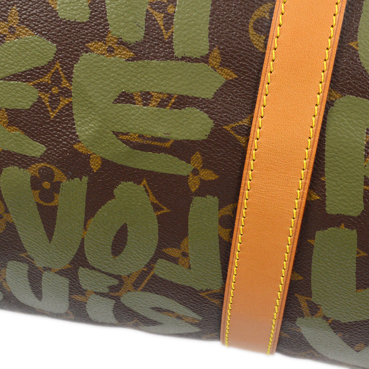 Louis Vuitton 2001 Khaki Monogram Graffiti Keepall 50 Duffle Bag M92196