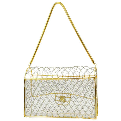 Chanel * Clear Gold Beaded Flap Shoulder Bag Medium