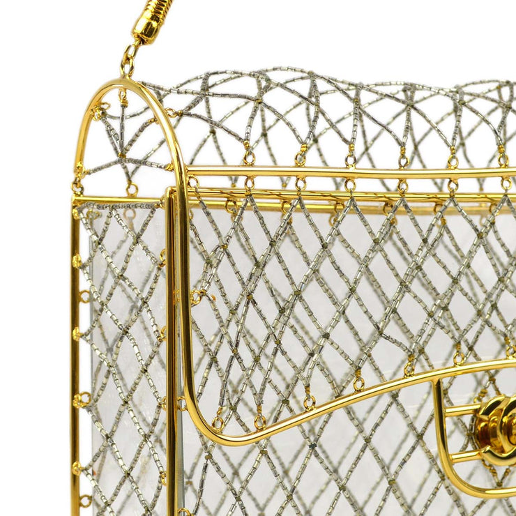 Chanel * Clear Gold Beaded Flap Shoulder Bag Medium