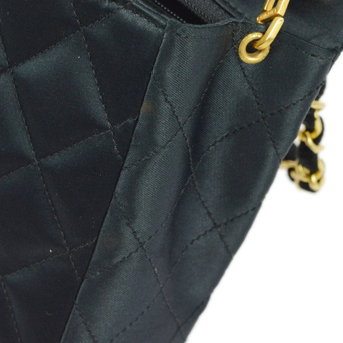 Chanel 1986-1988 Black Satin Mini Classic Square Flap Shoulder Bag 17