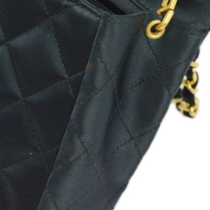 Chanel 1986-1988 Black Satin Mini Classic Square Flap Shoulder Bag 17