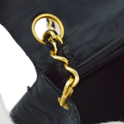 Chanel 1986-1988 Black Satin Mini Classic Square Flap Shoulder Bag 17