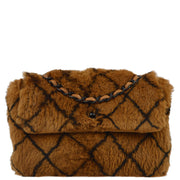 Chanel Brown Fur Straight Flap Shoulder Bag
