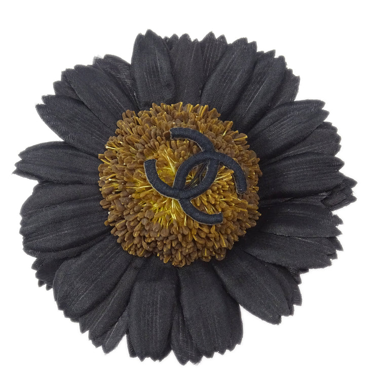 Chanel Sunflower Brooch Pin Black