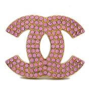 Chanel CC Brooch Pin Rhinestone Gold 02P