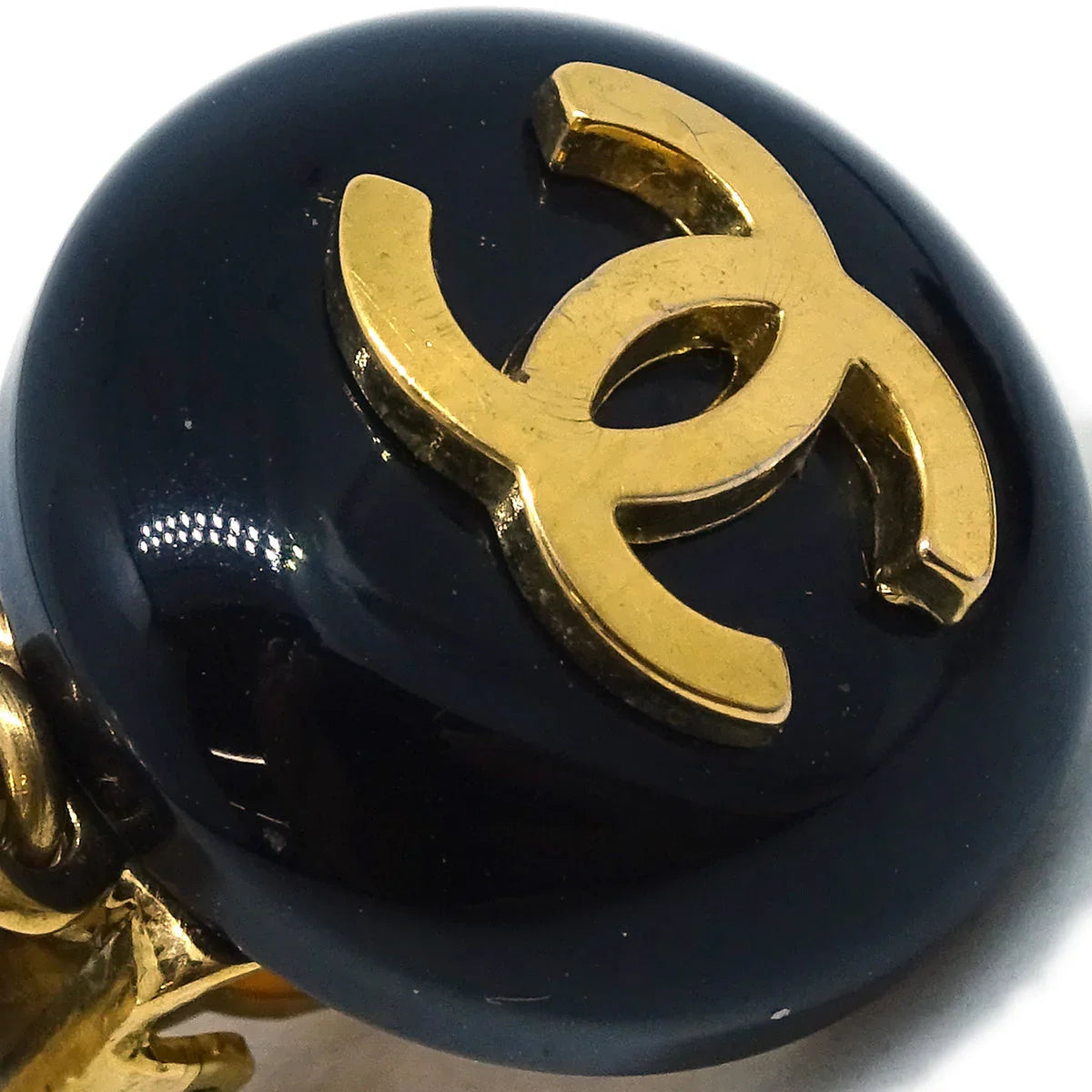 Chanel Artificial Pearl Dangle Earrings Clip-On Gold 94A