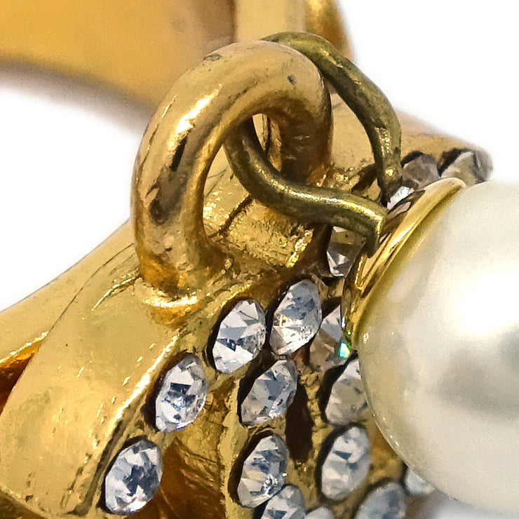 Chanel Ring Rhinestone Artificial Pearl Gold #53 #13 02P