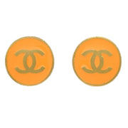 Chanel Orange Button Earrings Clip-On 01P